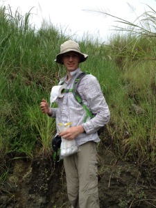 Post doc Adiël Klompmaker keeps his paleo-paper easily accessible for fossil-wrapping. Photo by C. Robins.
